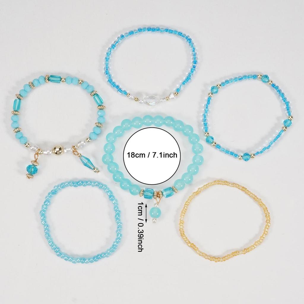 Bohemian Handmade Beaded Women's Bracelet Set - 6 Romantic Pieces