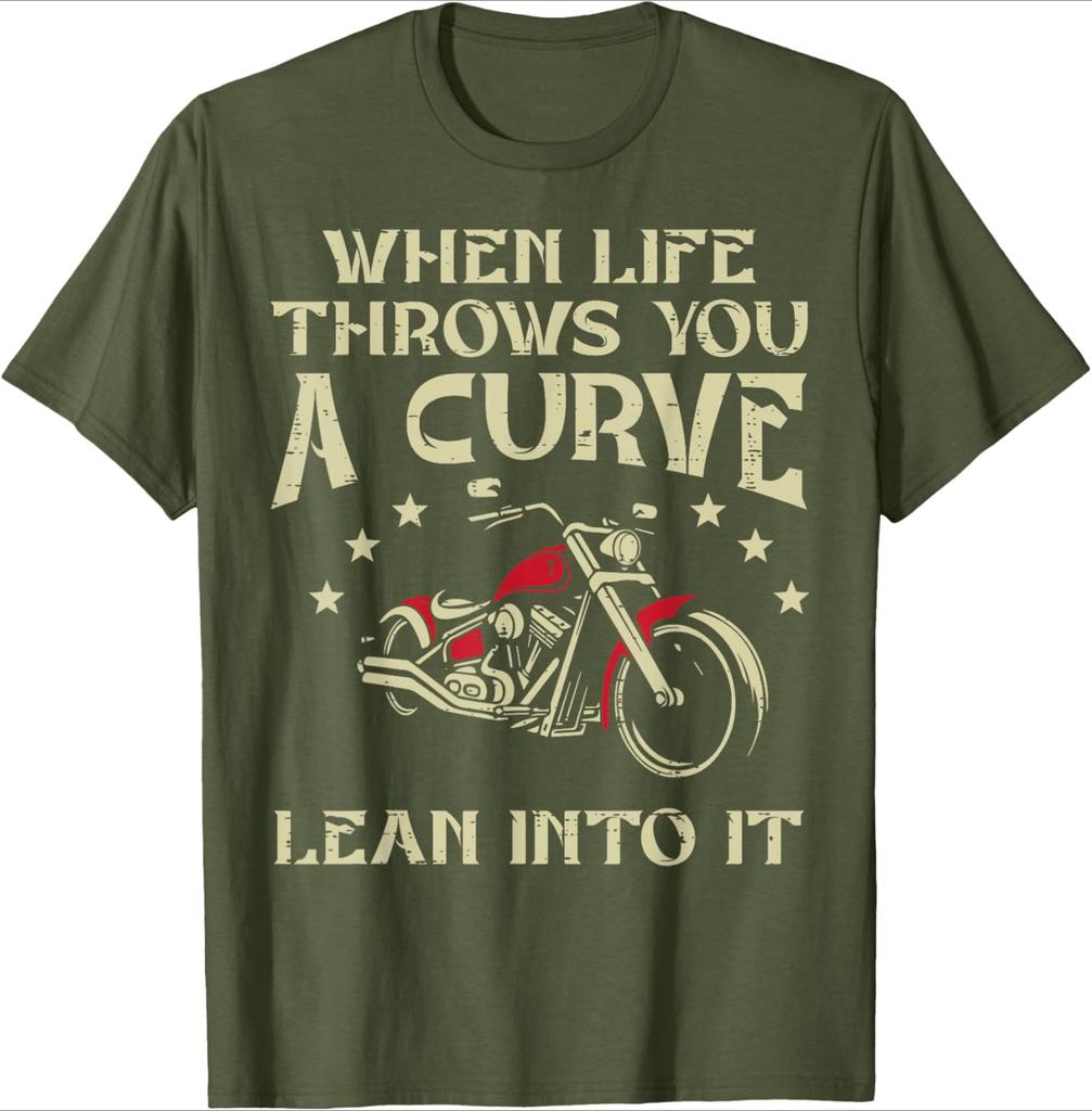 Biker Quand la vie vous réserve une surprise Design motif moto 100% coton Col rond Manches courtes Décontracté Imprimé T-shirt homme