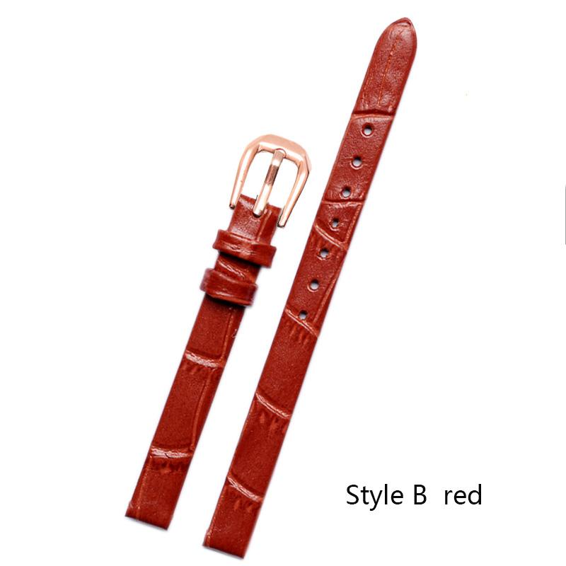 Genuine Leather Watch Bracelet Women Fashion Watchband Wristwatches Mini Band 6mm 8mm 10mm 12mm 14mm Small Size Watch Strap Red