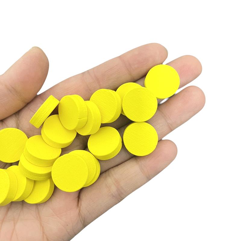 50 Stück 15 mm 5 mm Dicke 12 Farben Holzspielmarken Kreis Scheibe Plättchen Chips Puzzleteile Schachfiguren Für Brettspielzubehör