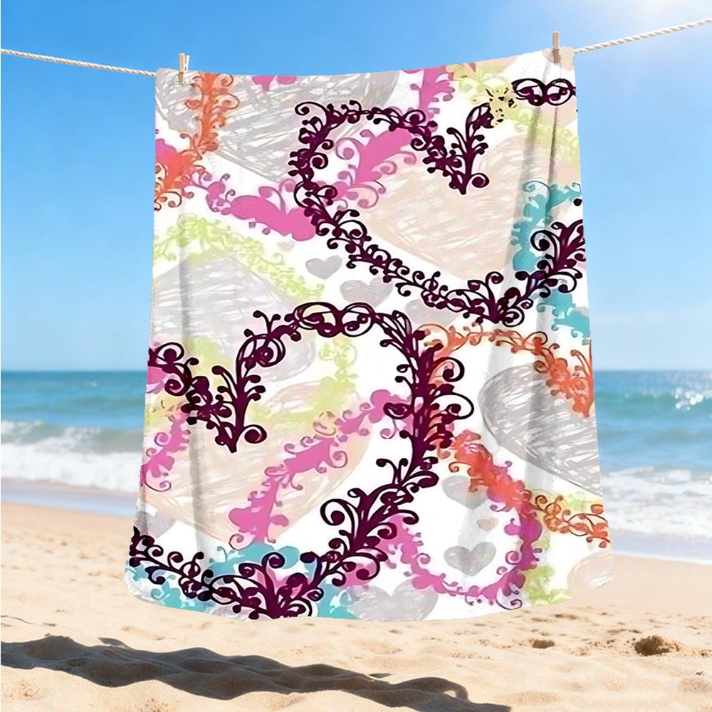 1pc Heart Pattern Print Outdoor Blanket, Lightweight Polyester,