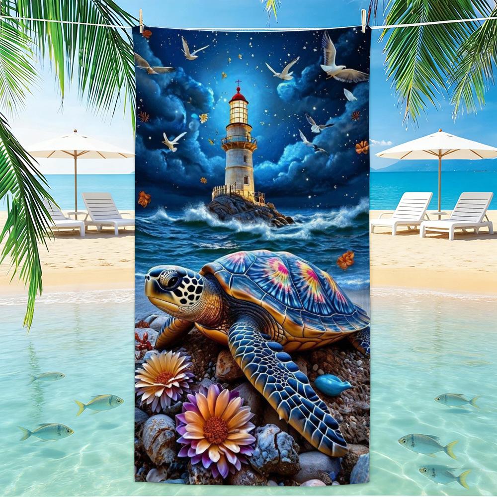 Beach Turtle Animal Printed Beach Towel, Quick Drying Absorbent Beach Towel, Outdoor Sports Swimming Beach Towel  Hair Towel
