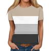 Summer Round Neck 3D Color - Block and Striped Print Top Fashionable Casual Short Sleeved Women's T-shirts