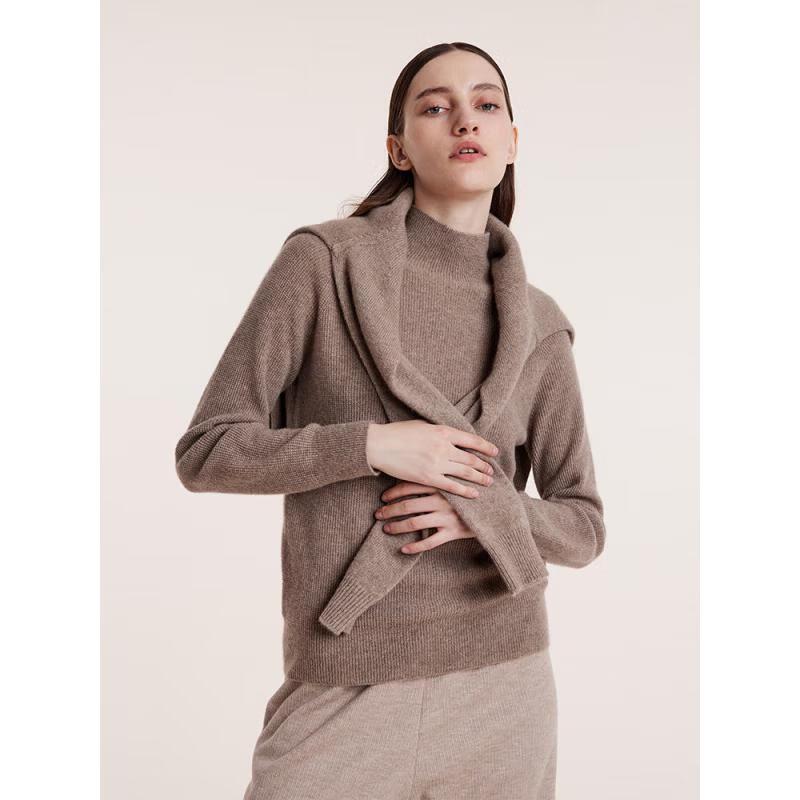 GOELIA 100% Cashmere Mock Neck Seamless Sweater