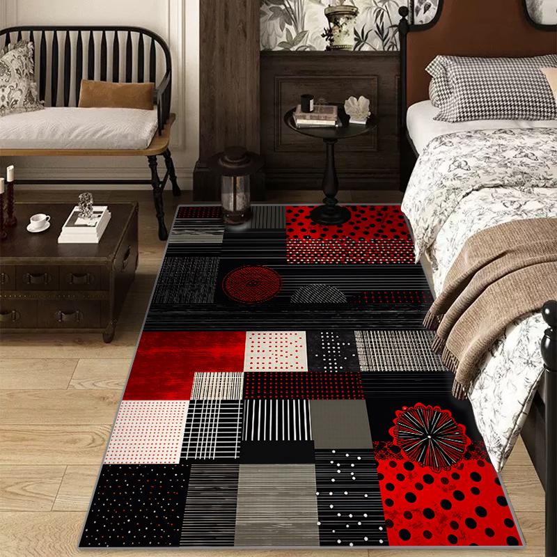 RAKKS Modern Geometric Crystal Rug - Abstract Line Art Design, Smooth Low Pile Velvet, Non-Slip for Contemporary Living Room