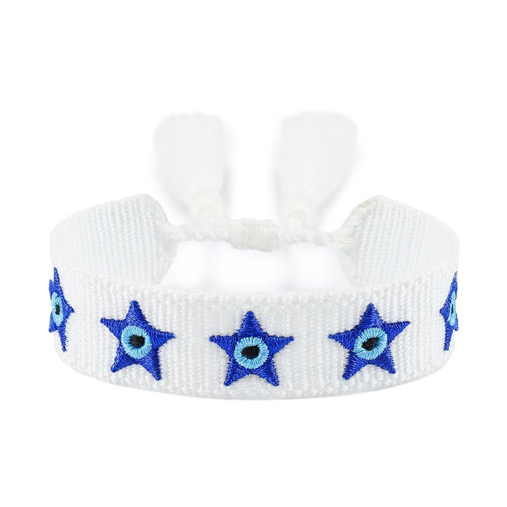 Embroidered Woven Charm Bracelets Adjustable Rope Blue Eyes Bracelet  Fabric Bracelets