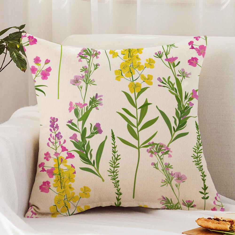 Spring Wildflowers Cushion Cover Premium Comfort Reversible Pillow Cover - Dual - Use Design for Home & Car