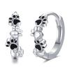 Dainty Pet's Paw Hoop Earrings for Women Girls Black Footprints Design Small Circle Earrings Exquisite Female Jewelry