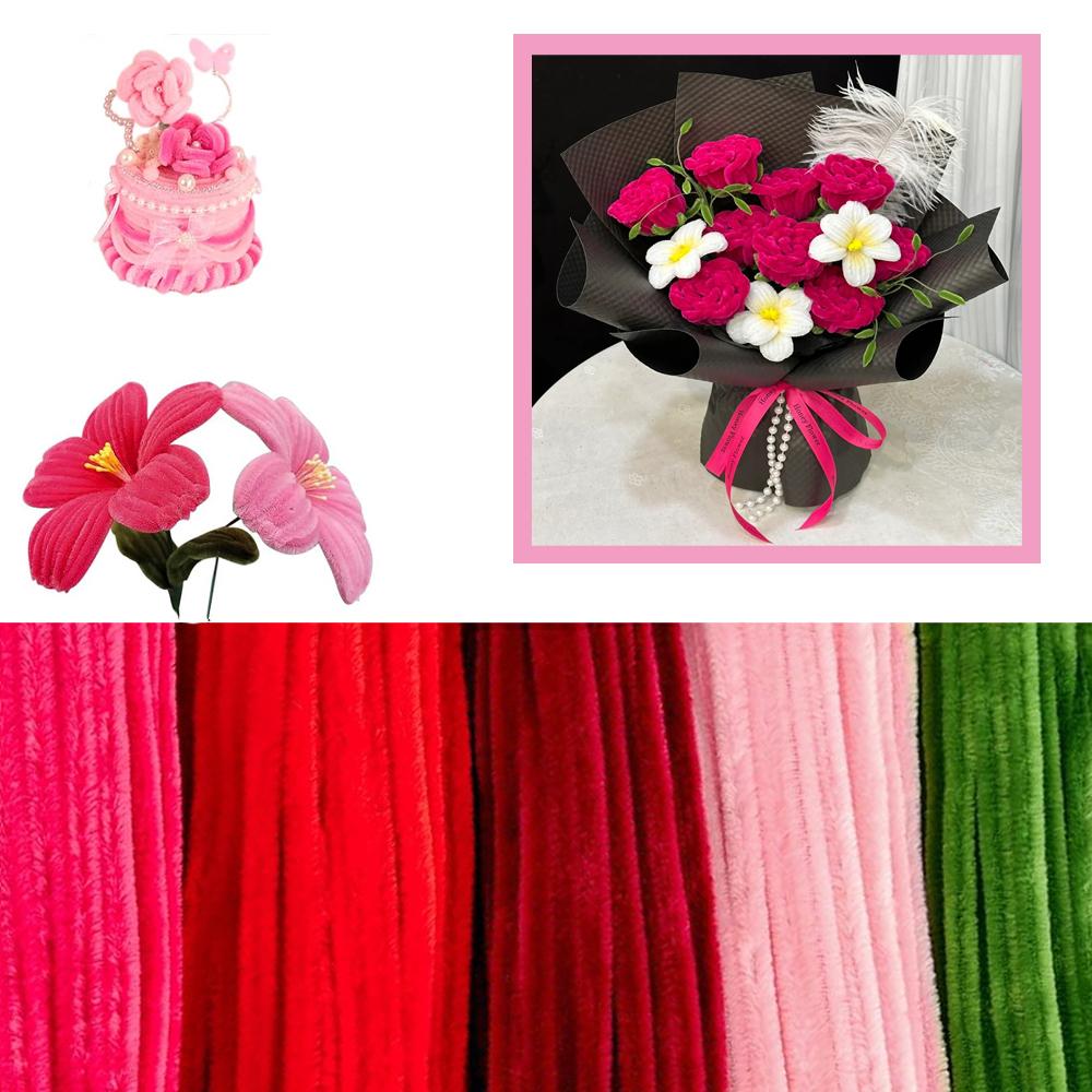 250Pcs Pipe Cleaners Craft Set, 5 Colors Pipe Cleaners Bulk Pastel Chenille Stems for Craft Pipe Cleaner Flowers Making Kit