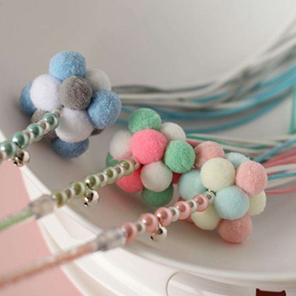 Pet Tassel Wand With Pompom And Bell Cat Teaser Wand Beaded Kitten Teaser Stick Kitten Interactive Toy Colorful Pet Supplies