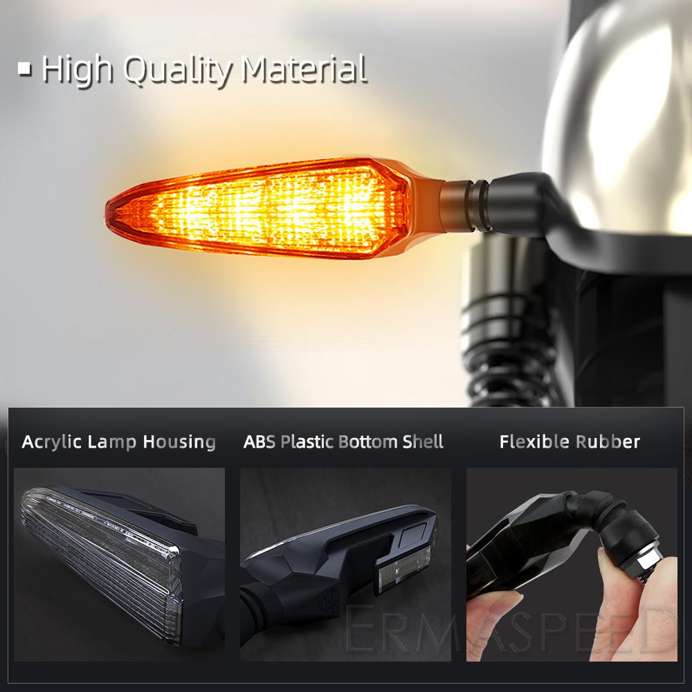 Pair Motorcycle LED Turn Signals ABS Plastic Amber Flashing Off Road Warning Lamp DRL Indicator Blinker for Motorbike
