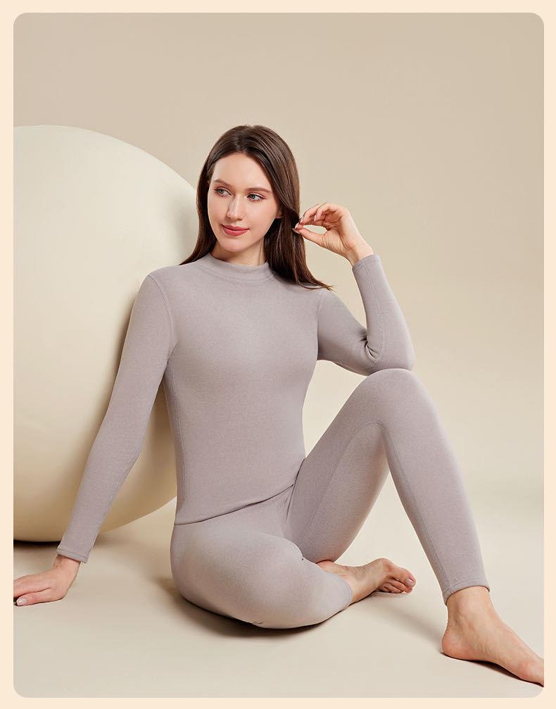 Lyocell Cashmere Thermal Set: Fleece-Lined, Extra Thick, Self-Heating Base Layer for Couples (Autumn Wear)