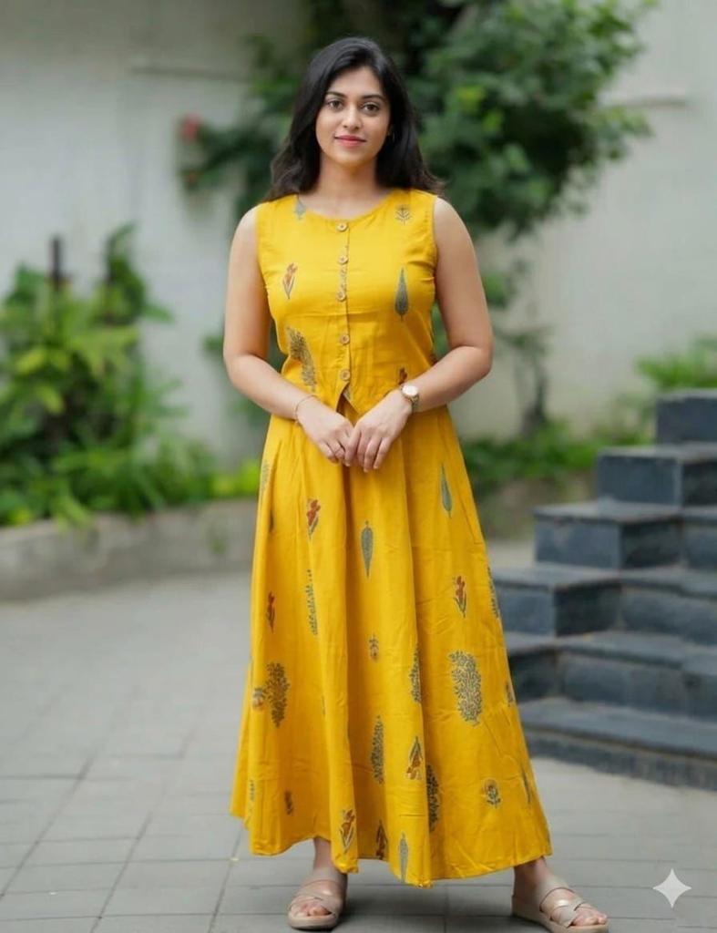 Women's Printed Cotton Top with Skirt Set Indian Bollywood Casual Wear Kurti Set