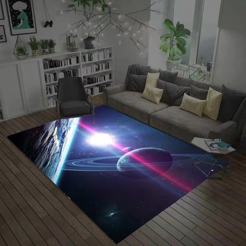 3D Planet Universe Large Area Soft Flannel Carpet Children's Room Play Floor Mat Home Living Room Bedroom Decorative Floor Mat