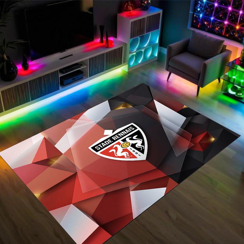 Stade Rennais FC Design Crystal Velvet Carpet Cozy Non?Slip Printed Rug For Bedroom Living Room Entrance