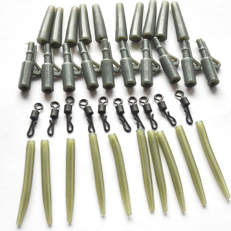 40Pcs Karpfen Angeln Zubehör Blei Clip Quick Change Swivel Schwanz Gummi Hülse