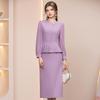 Zhi Li Elegant Taro Purple Slimming Pleated Long Dress with Cinched Waist - Spring 2026 Arrival
