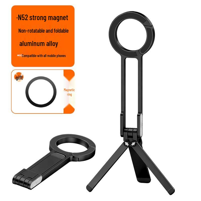 Foldable Magnetic Phone Holder & Tripod with Aluminum Carabiner for Live Streaming & Travel