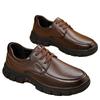 Leather shoes men's business dress leather shoes trendy casual shoes lace-up middle and old soft-soled dad shoes