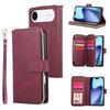 For iPhone 17 Air Case Zipper Pocket 9 Card Slots PU Leather Phone Cover with Hand Strap