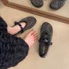 Mesh rhinestone breathable one-word buckle flat-bottomed Mary Jane shoes women's shallow mouth single shoes summer new niche ballet shoes