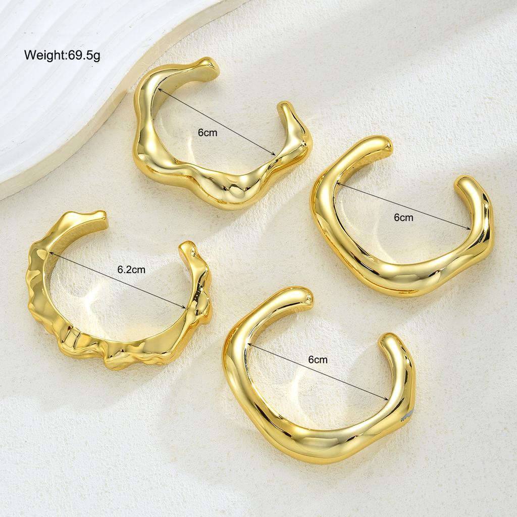 Vintage Punk Glossy Wide Cuff Bangle for Women HipHop Gold Color Geometric Metal Bracelets Daily Wear Party Jewelry Gifts New