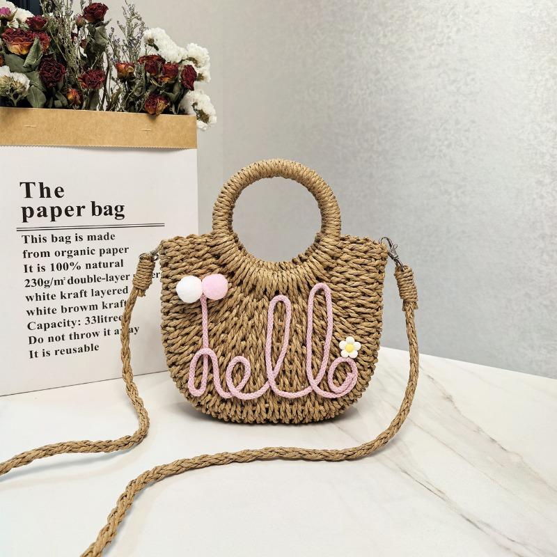 Summer Handmade Straw Bag Fashion Portable Seaside Vacation Beach Women's Bag Hand Carry Leisure Bag
