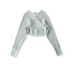 Women's One-Shoulder Long Sleeve V-Neck Waist-Cinching Knit Sweater - Slimming Ribbed Off-the-Shoulder Top