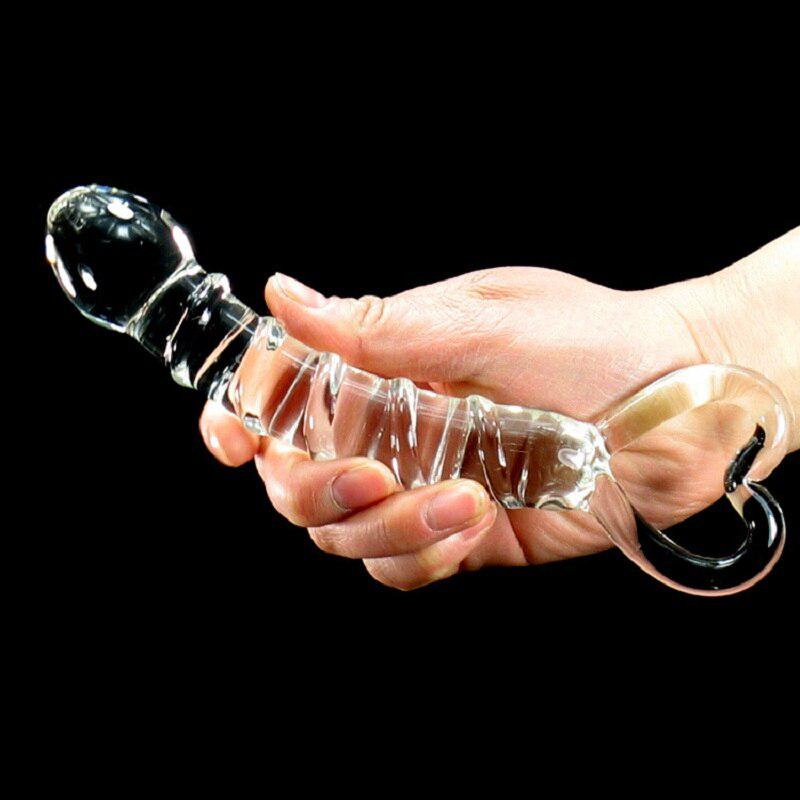 Transparent Crystal Glass Vagina Massager Dual Head Dildo Anal Plug G-spot Stimulation Sex Toy