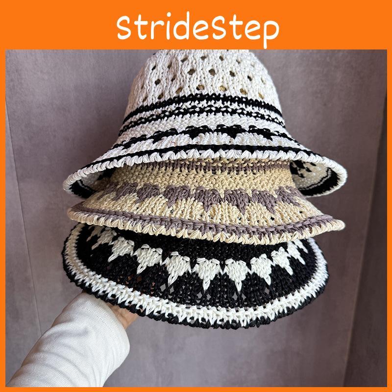 Summer Pattern Women Hollowed Out Hat With Large Brim Uv Sunshade Outings For