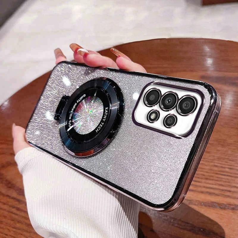 Glitter Plating Holder Silicone Case For Samsung Galaxy A17 A07 A56 A36 A26 A25 A55 A35 A52 A53 A15 A06 A33 A16 Stand Cover