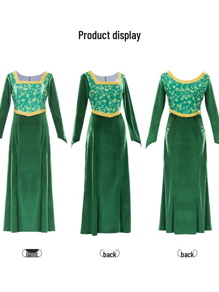 Princess Fiona Green Dress Shrek Cosplay Costume for Halloween & Stage Performance