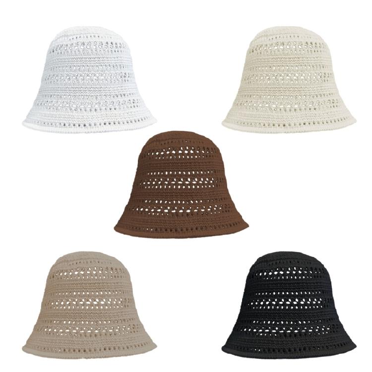 Cotton Yarn Crochet Bucket Hat Soft Breathable Unisex Cap Beach Vacation Sun Cap For Beach Travel Daily Use
