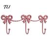 Metal Three Link Hook Iron Art Bow Triple Hook, Wall Mounted Decorative Hanger, French Gold Towel Rack Style Organizer for Entryway Bathroom