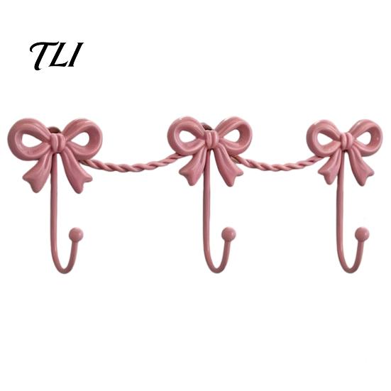 Metal Three Link Hook Iron Art Bow Triple Hook, Wall Mounted Decorative Hanger, French Gold Towel Rack Style Organizer for Entryway Bathroom