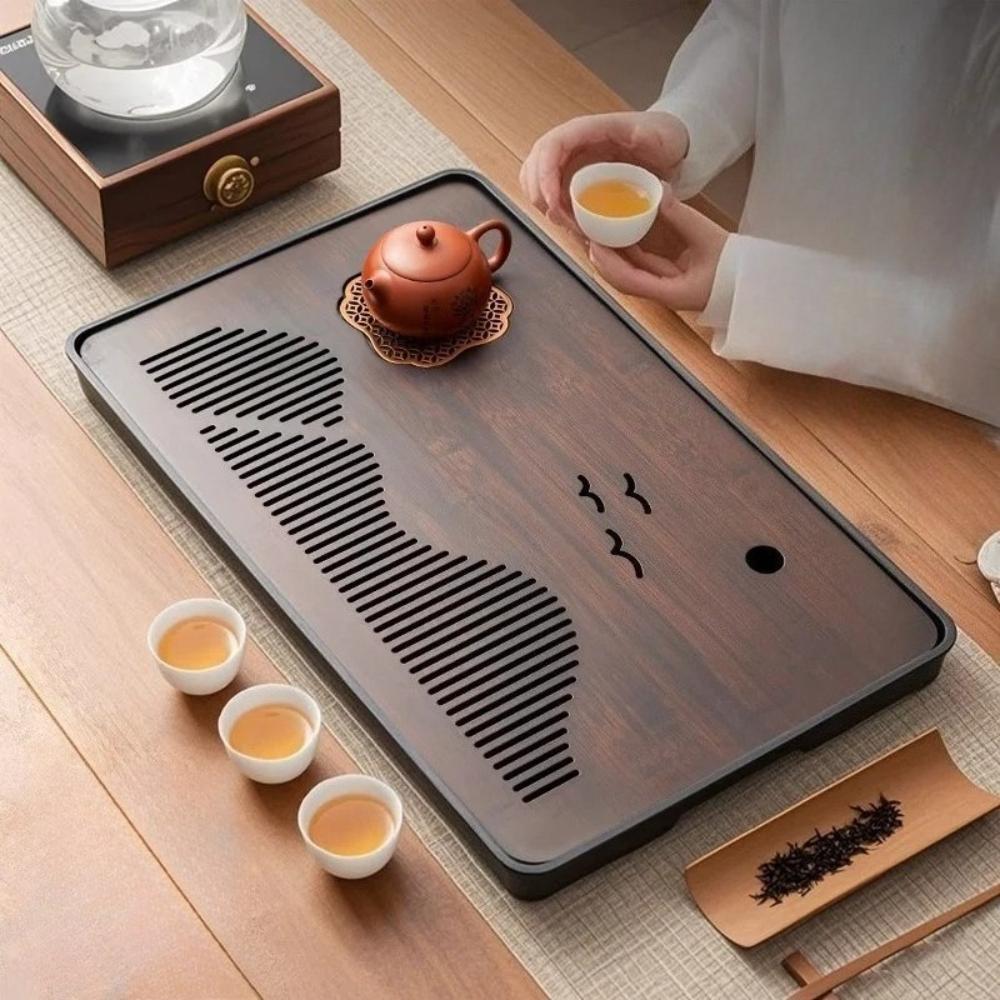 Bamboo Chinese Gongfu Tea Tray Drain Tea Tray Household Small Tea Table with Drainage Water Storage Dry Brewing Platform Tray