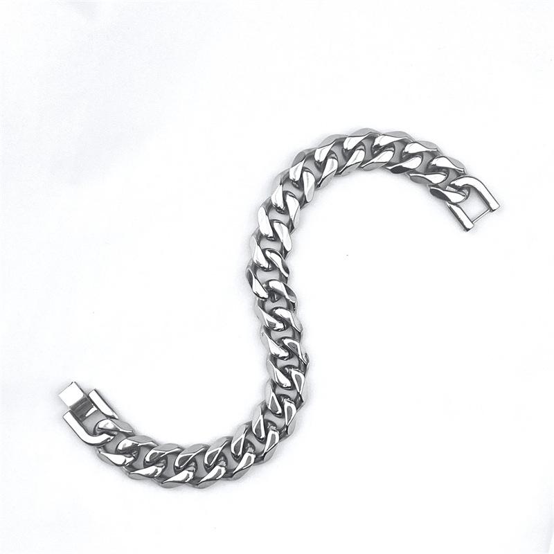 Unisex Polished Six-Sided Stainless Steel Hiphop Bracelet