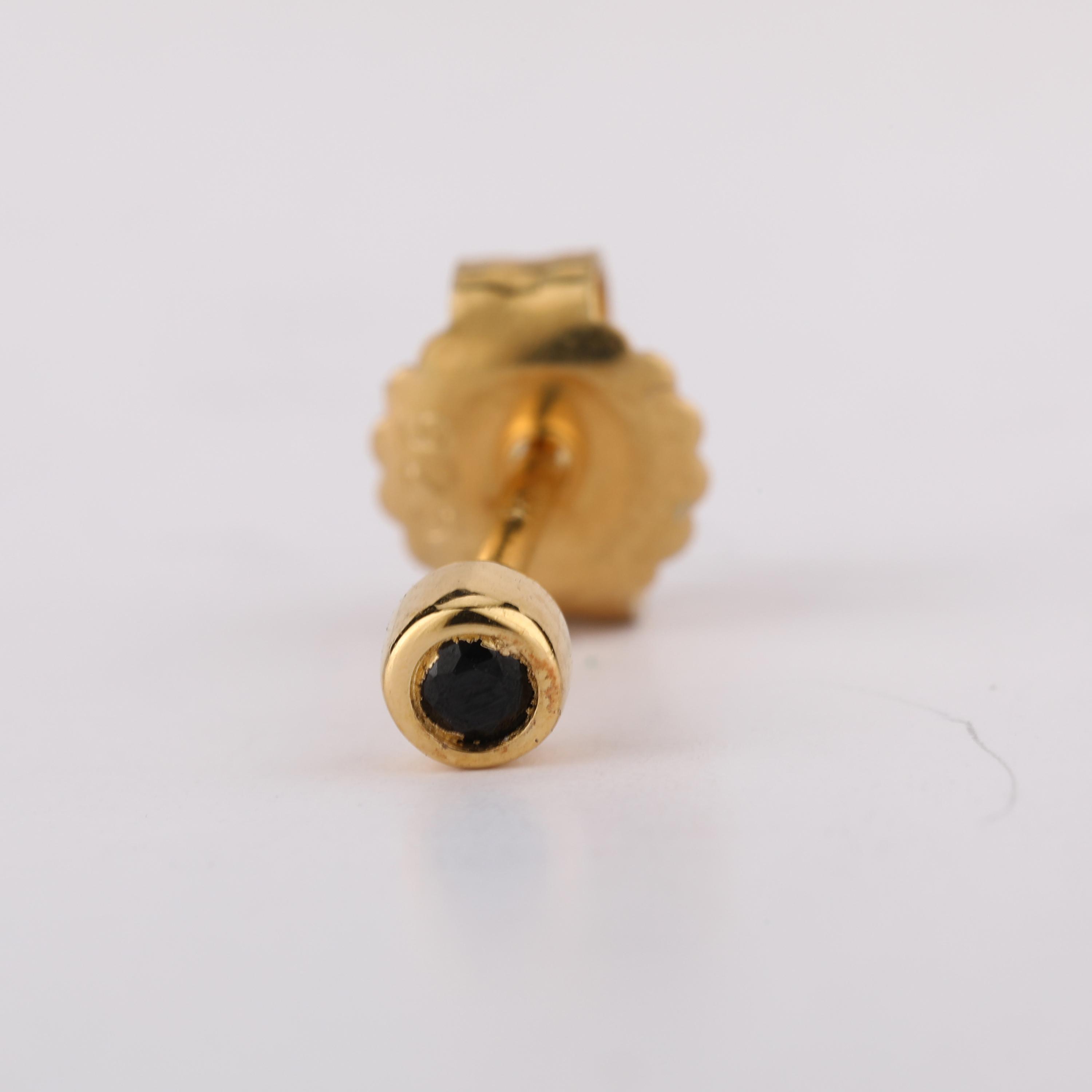 

925 Sterling Silver Gold Plated Black Onyx Stud Earrings Minimal Round Push Post Fine Jewelry Gift for Her золотий