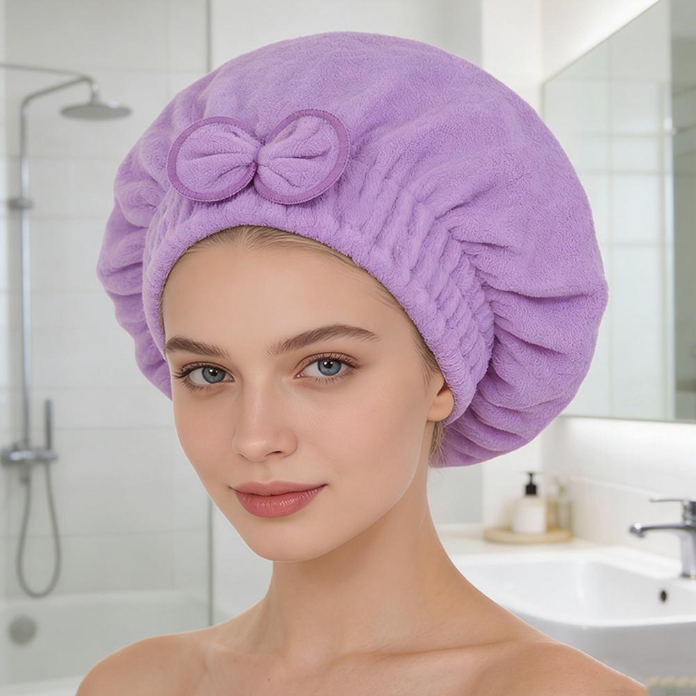 1Piece Microfiber Hair Drying Towels Head Wrap With Bow-Knot Shower Cap Hair Turban Hairwrap Bath Cap For Curly Long Wet Hair Present