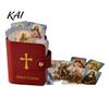 Compact Religious Card Organizer Holy Holder, Faux Leather Prayer Book with Snap Closure, Pocket Group Accessory 54 Cards for Memorial Cards, Holds Up