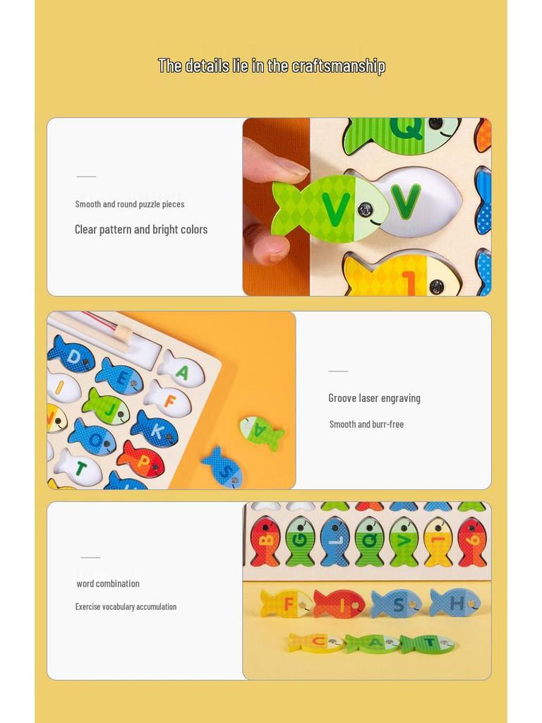 Wooden Educational Toy: Magnetic Fishing, Color Sorting, Number & Letter Recognition Game for Children