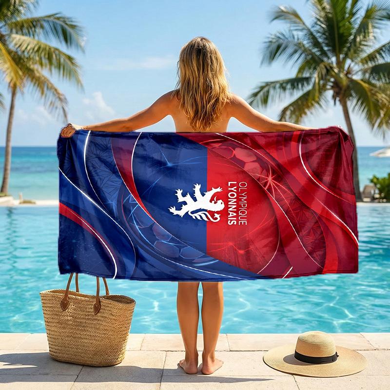 Asciugamano da Spiaggia Lyon FC ad Asciugatura Rapida in Microfibra Assorbente Portatile da Viaggio per Nuoto