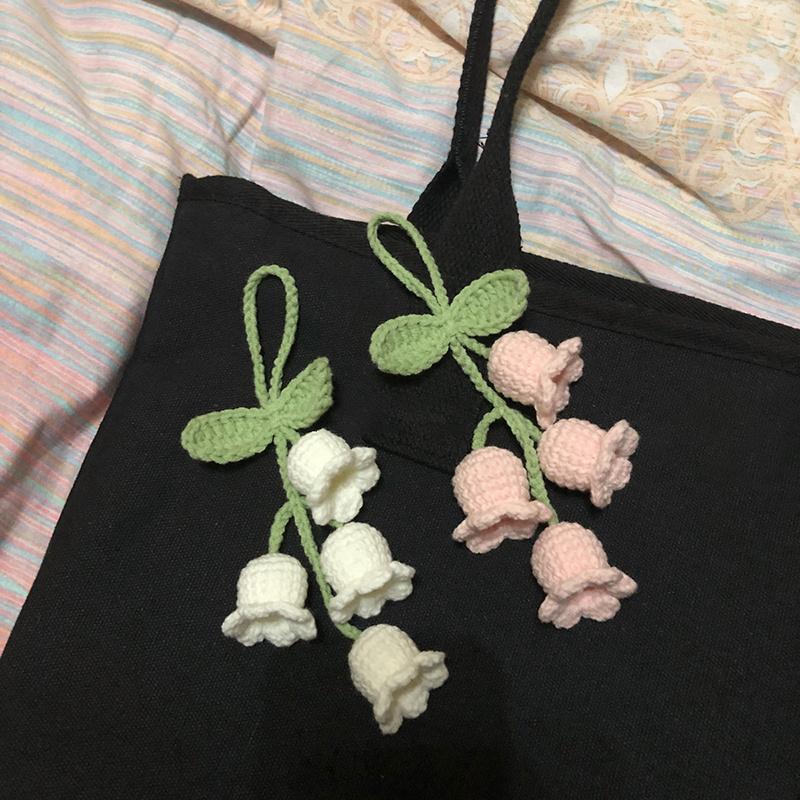 Lily of The Valley Crochet Flowers Multiple Styles Keychain Artificial Flowers Hanging Decoration Car Pendant Knitted Flower