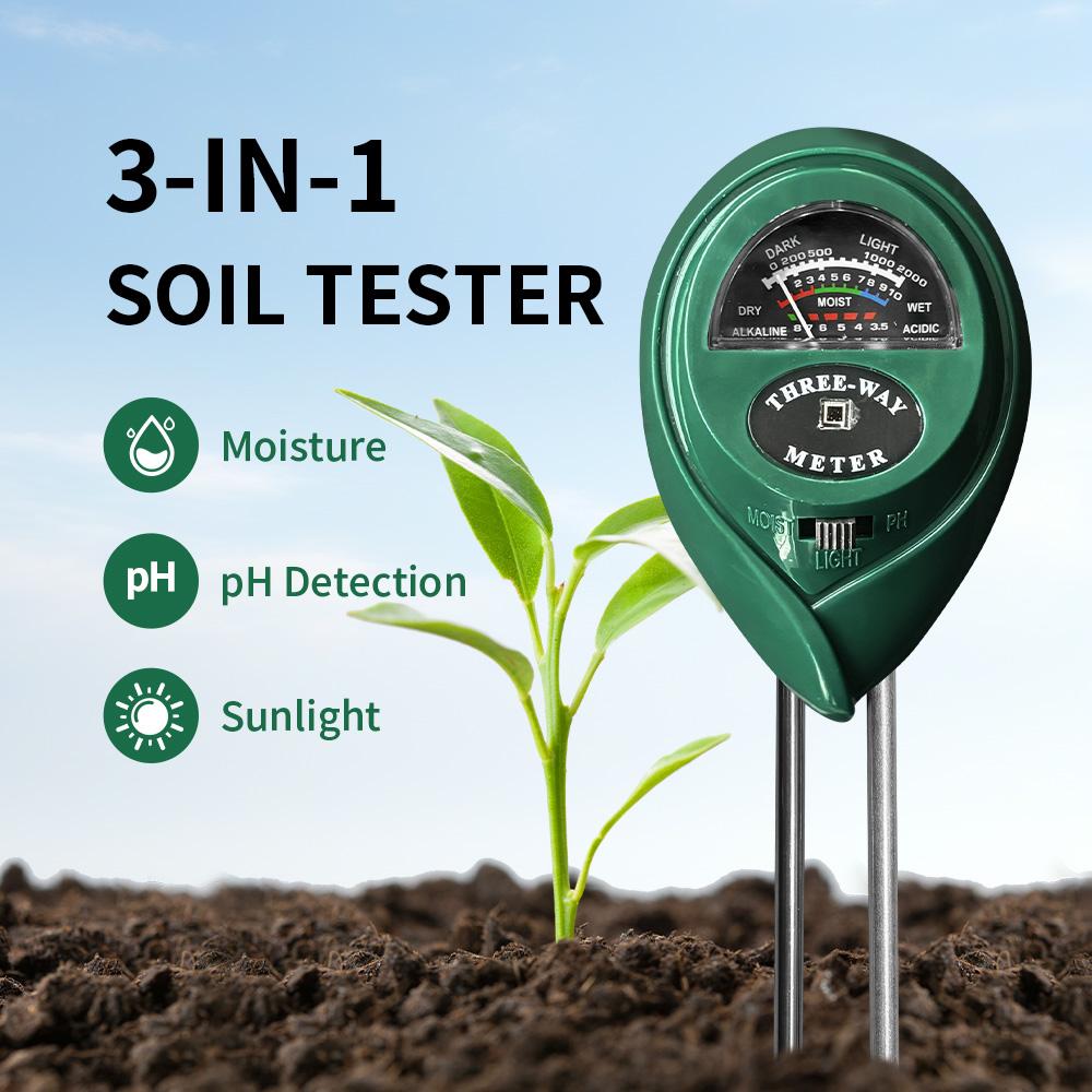 Cost-Effective 3-in-1 PH/Moist/Sunlight Dual-rod Soil Tester for Home Use Agriculture Farming