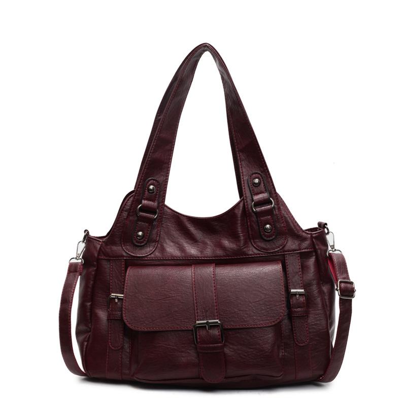 Винтажная большая вместительная женская сумка-тоут из мягкой кожи, сумка через плечо