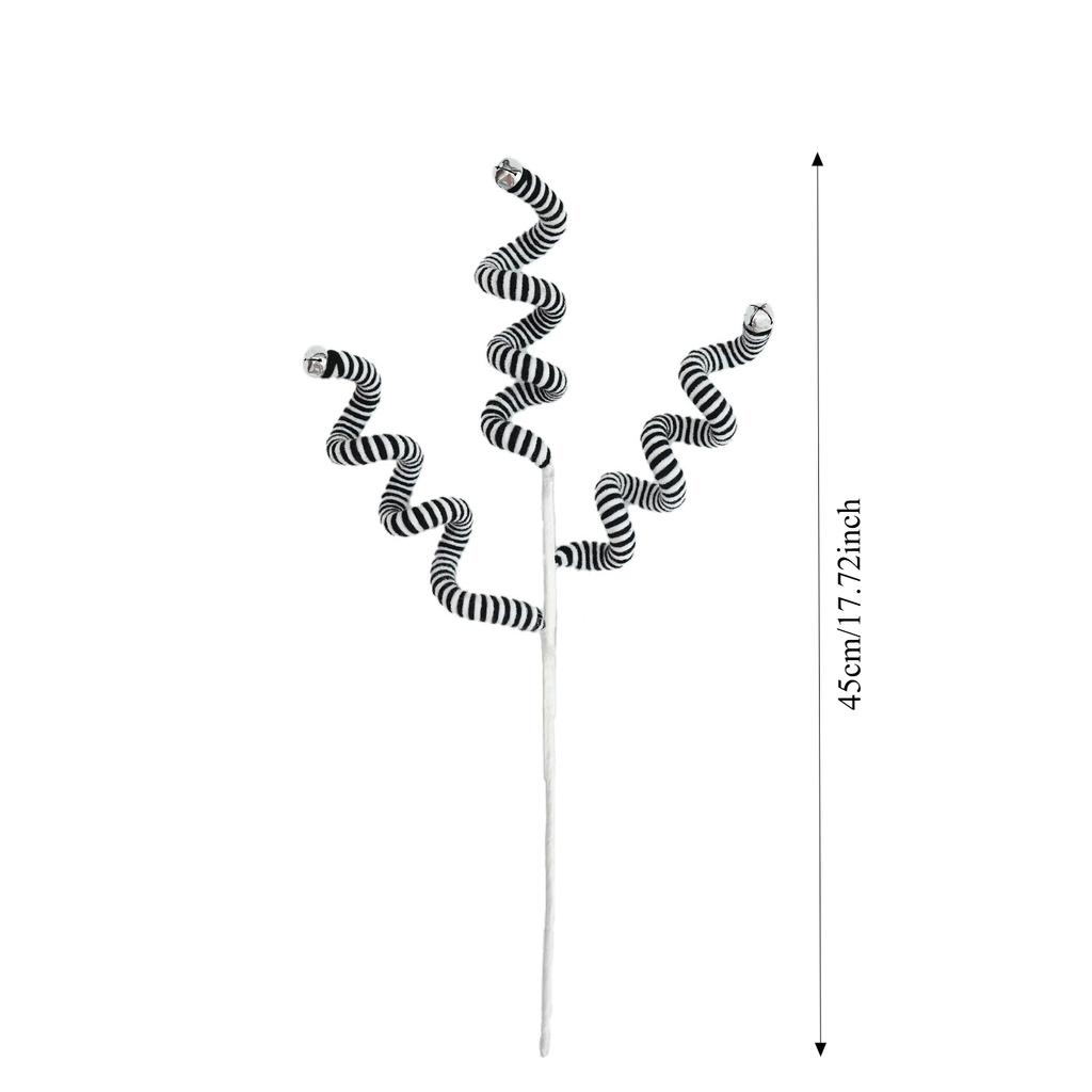 1PC Set Black/White Christmas Tree Picks Christmas Tree Decoration Woolen Bells Curly Pick Halloween Decoration