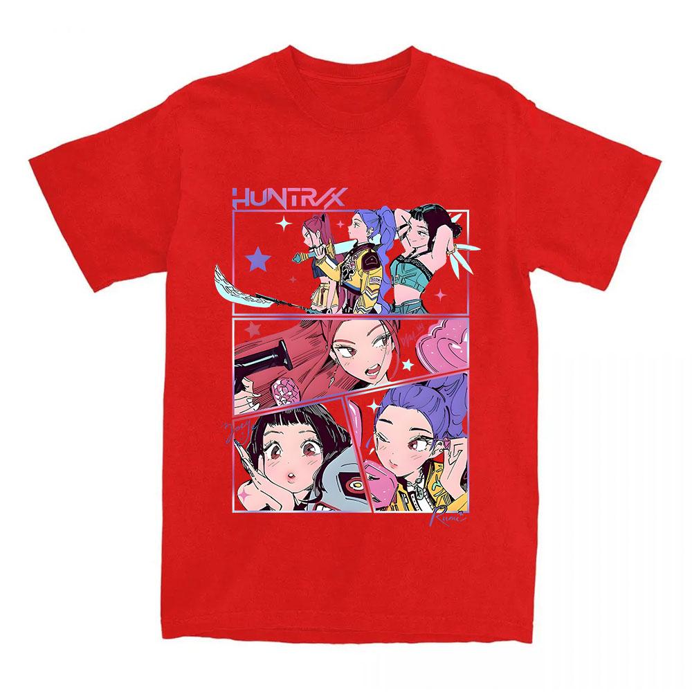 Kpop Lovci démonů Huntrix Girls Tričko Krátký rukáv Bavlna Móda Grafické tričko Ležérní Bavlna Volné Dámské tričko Streetwear