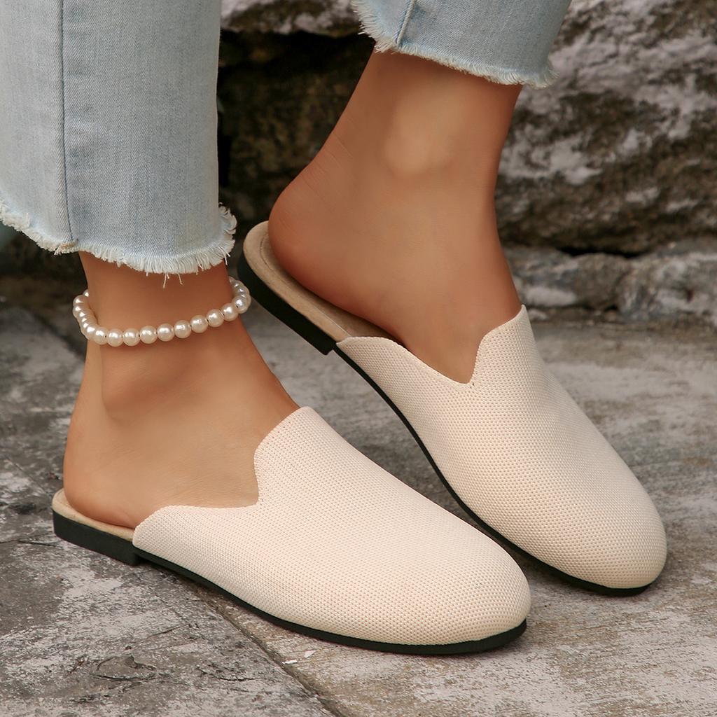 Pointed Half Slippers for Women 2025 Autumn New Female Casual Slip-On Flat Walking Shoes Woman Lightweight Non Slip Casual Shoes