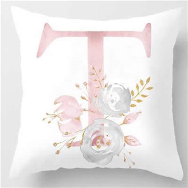 Ins Nordic Pillowcase Design Pink Letter Cushion Pillowcase Car Sofa Waist Design Home Furnishing