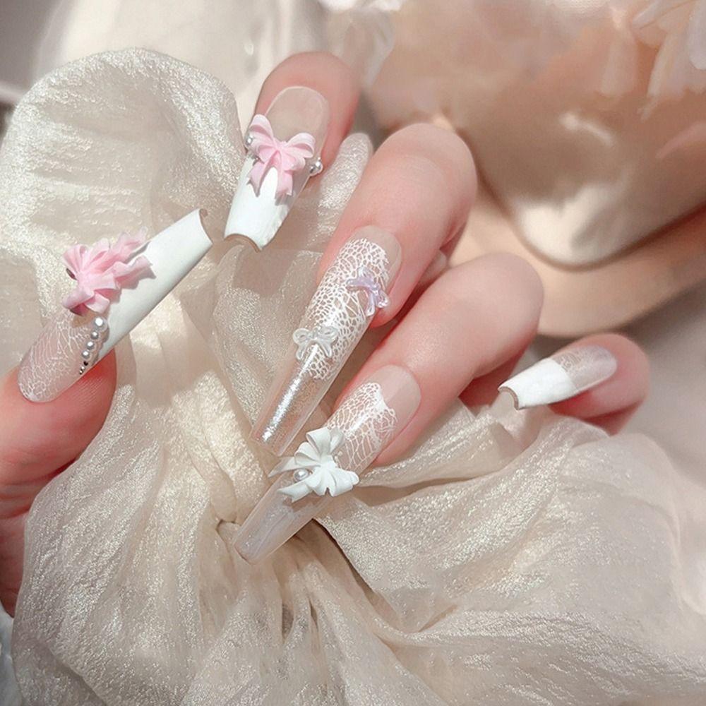 30PCS Multiple Colors Fairy Waved Pearl Bowknots Minimalist Design Resin Material Bow Nail Decorations Bowknot Shape